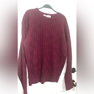 Jos A Bank Burgundy wool cable knit sweater Size L #cableknit #winterwear